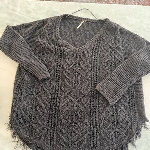 Free People Dark Gray V-Neck Sweater